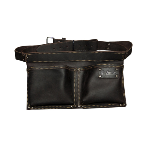 Rectangular leather nail bag with belt - 2 pockets